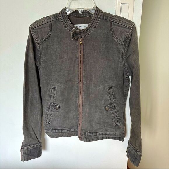 Men’s XS Gap Denim Jacket in Washed Out Grey Zip Up - Picture 1 of 7